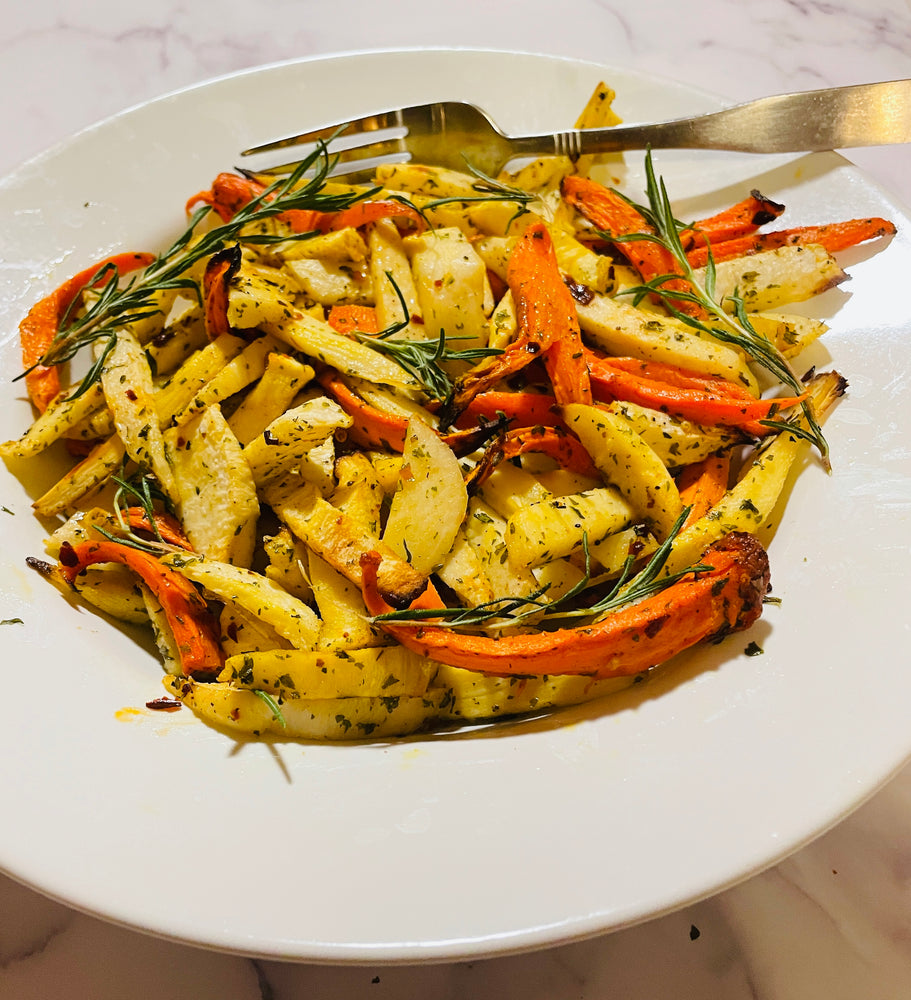 Air Fryer Roasted Turnips, Parsnips and Carrots